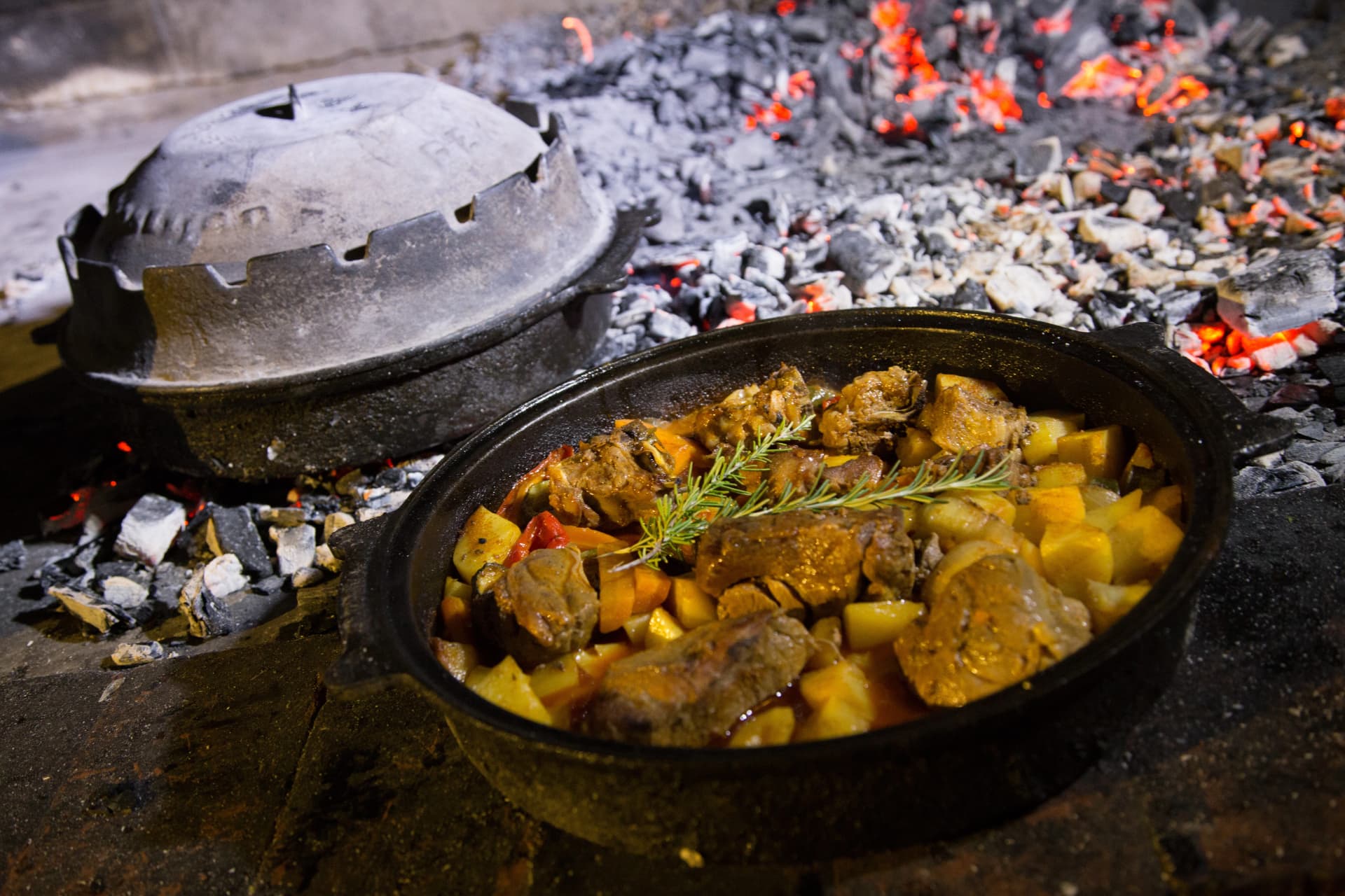 Traditional Peka in the fire, restaurant, Croatia