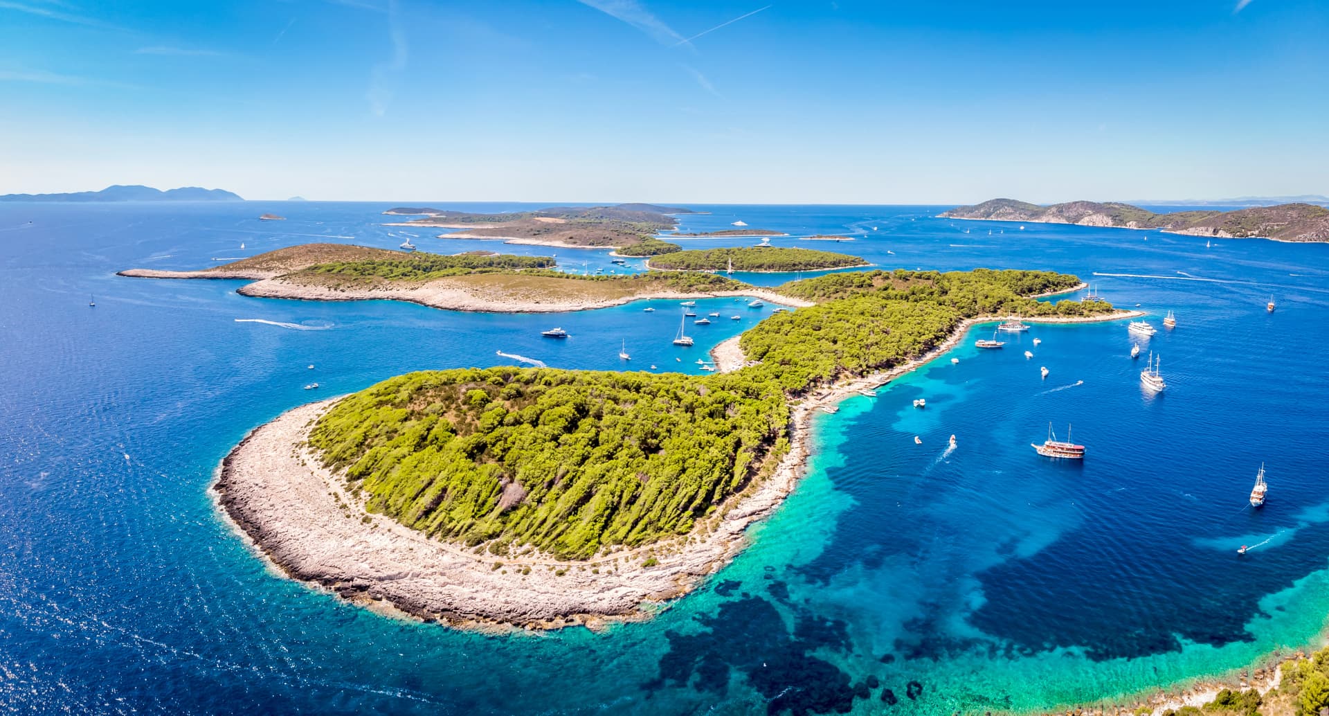 Aerial view of Paklinski Islands in Hvar, Croatia